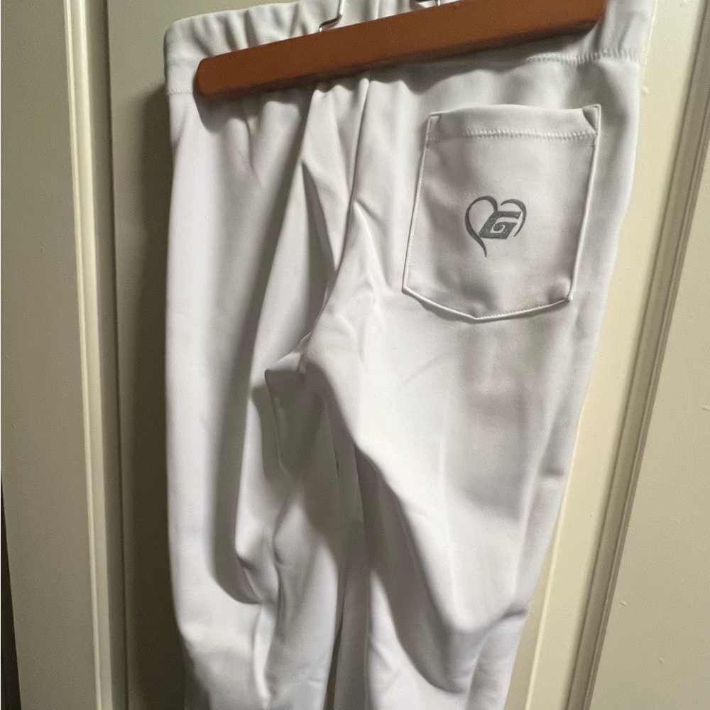 Gluv Softball Pants, Women’s Small, White with Royal Braid